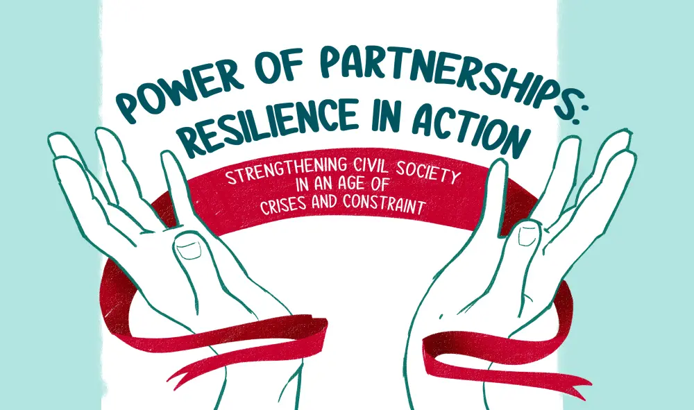 Text: Power of Partnerships in between to hands