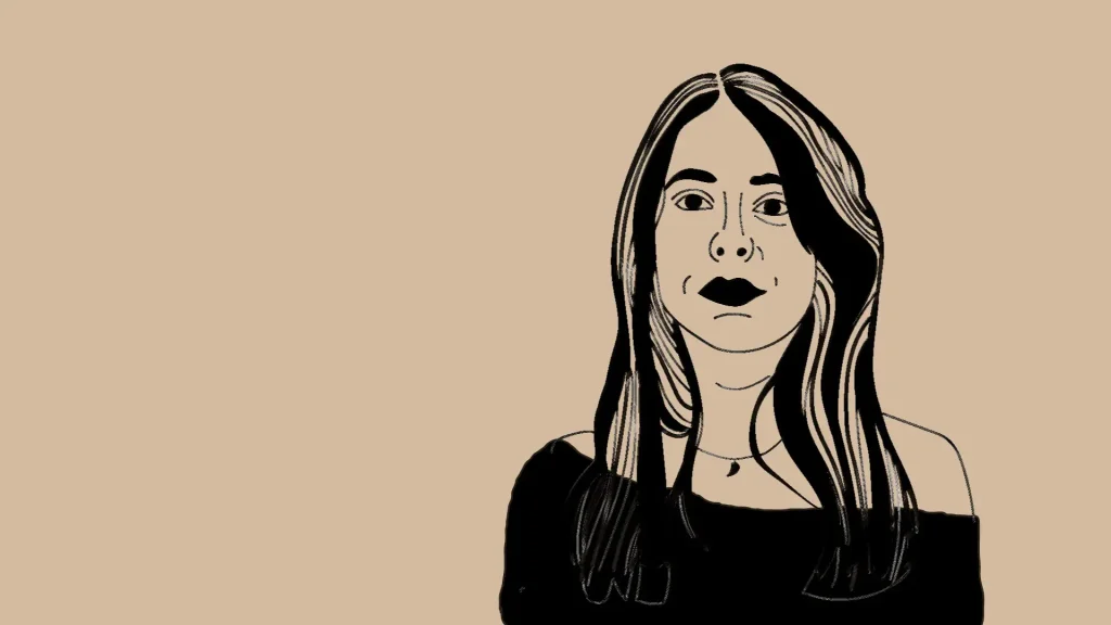 Tegning af Sidsel Welden i sort/hvid