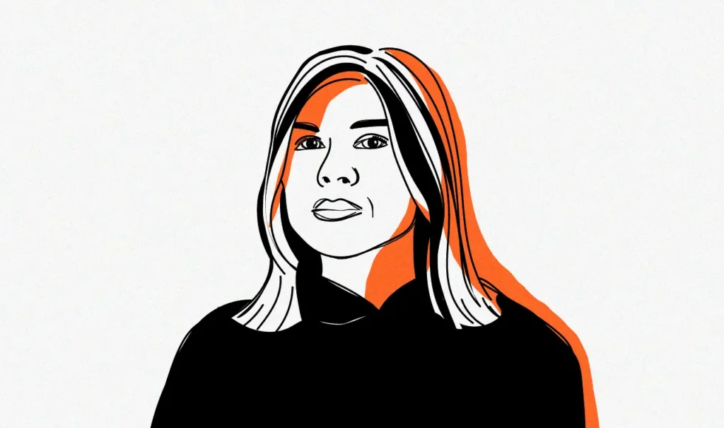 Victoria, Partner from Belarus in black, white and orange strokes